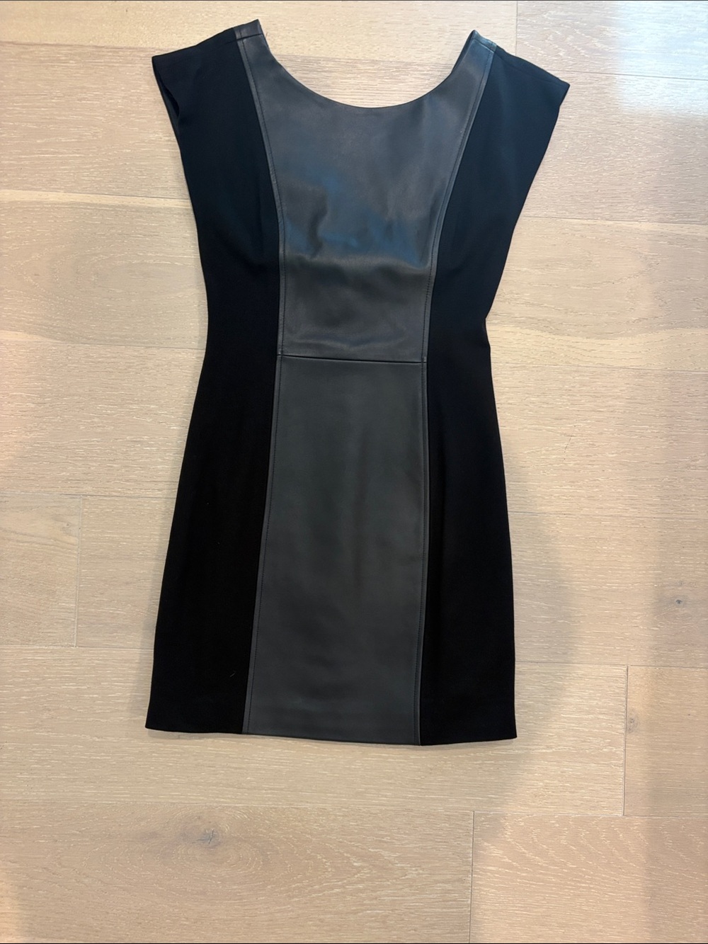 Alice + Olivia Black Paneled Faux-Leather Mini Dress